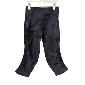 Lululemon Size 4 Flow & Go Crop Yoga Leggings Dark Carbon Black Grey Pull On